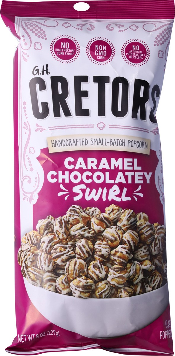 slide 13 of 14, GH Cretors Swirl Caramel Chocolatey Flavored Popped Corn 8 oz, 8 oz