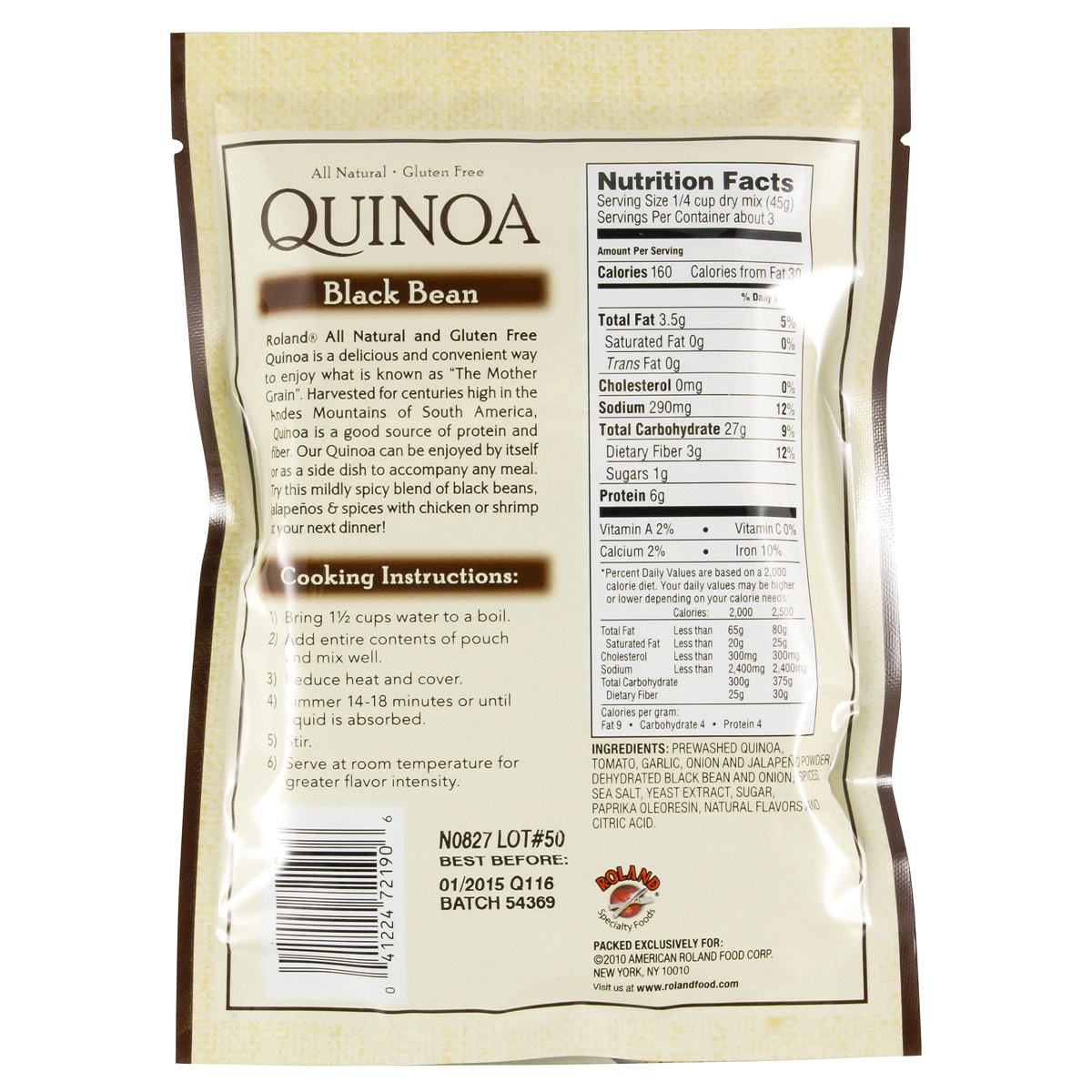 slide 2 of 2, Roland Black Bean Quinoa, 5.46 oz