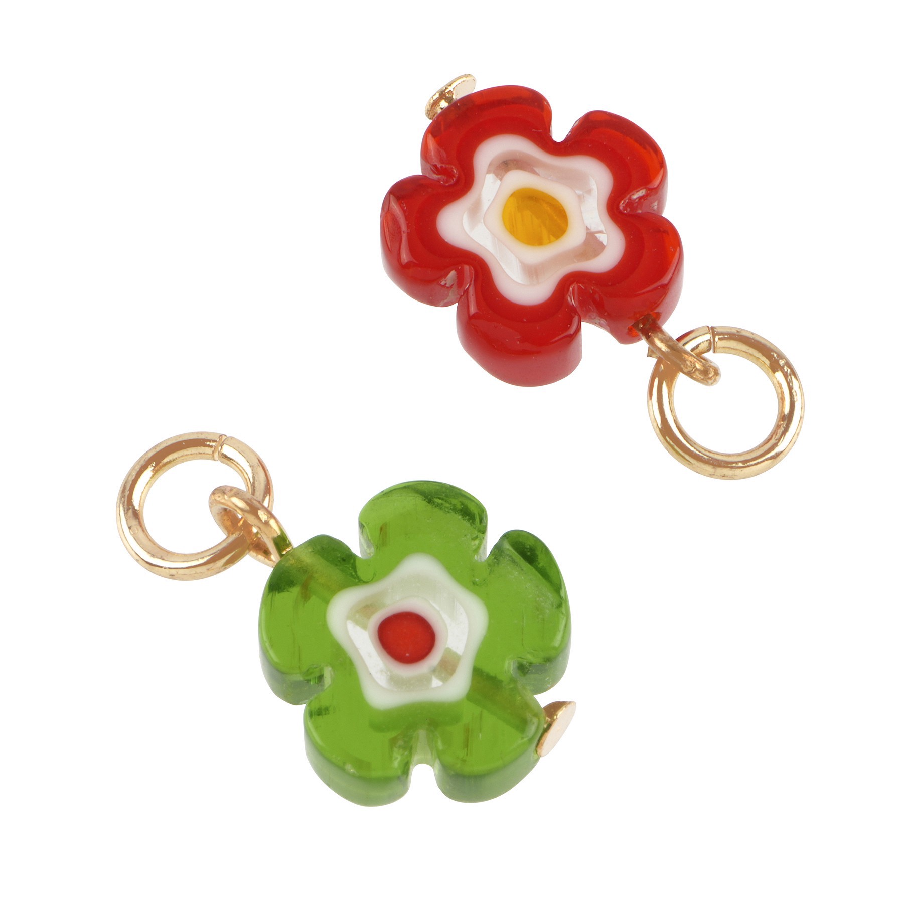 slide 2 of 2, Multicolor Glass Flower Charm Set By Bead Landing, 10 mm