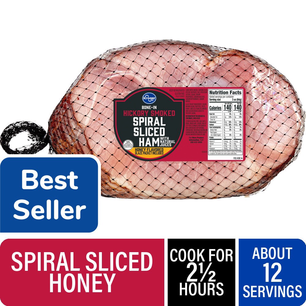 slide 1 of 1, Kroger® Spiral Sliced Honey Ham Half (8-10 lb), 1 each, per lb