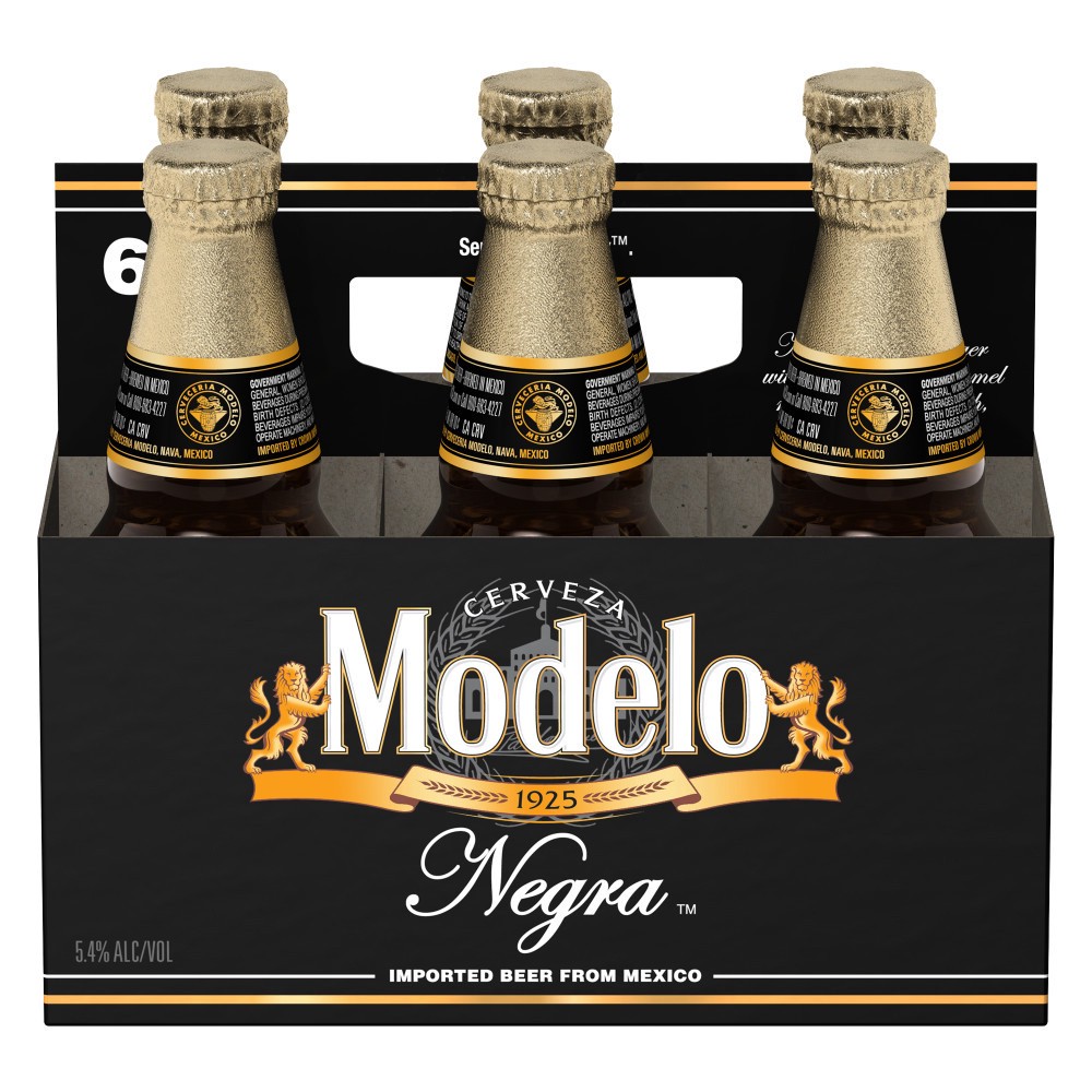 slide 1 of 9, Modelo Negra Amber Lager Mexican Import Beer, 6 pk 12 fl oz Bottles, 5.4% ABV, 72 fl oz