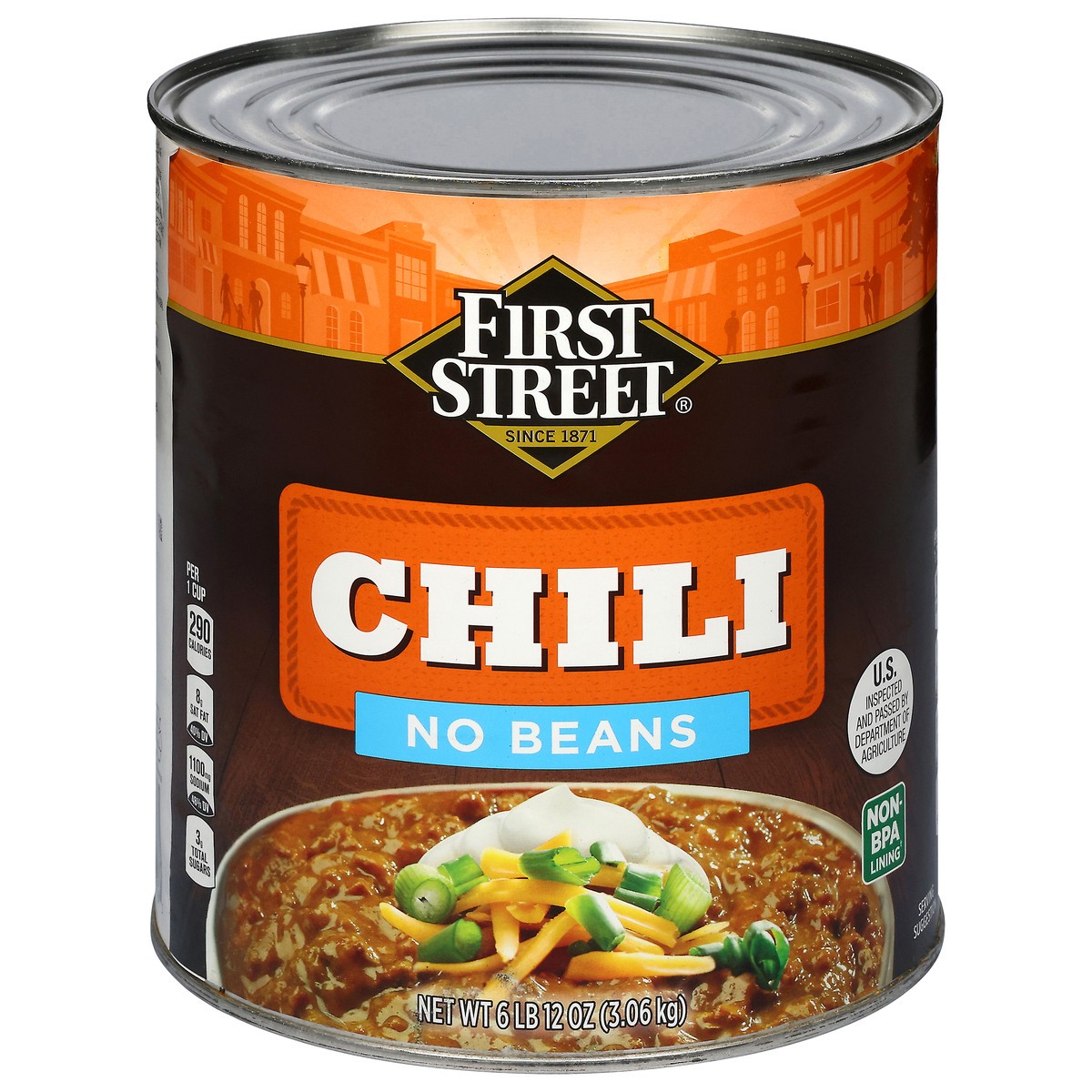 slide 2 of 4, First Street Chili No Beans, 108 oz