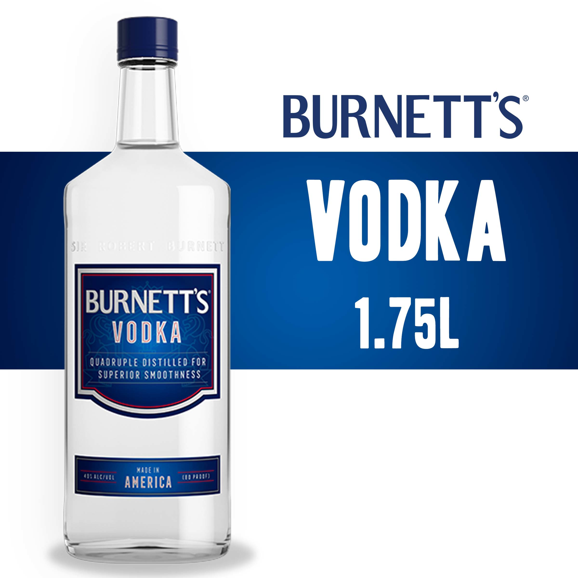 slide 2 of 3, Burnett's Burnetts Vodka 80p, 1750 ml, 1750 ml