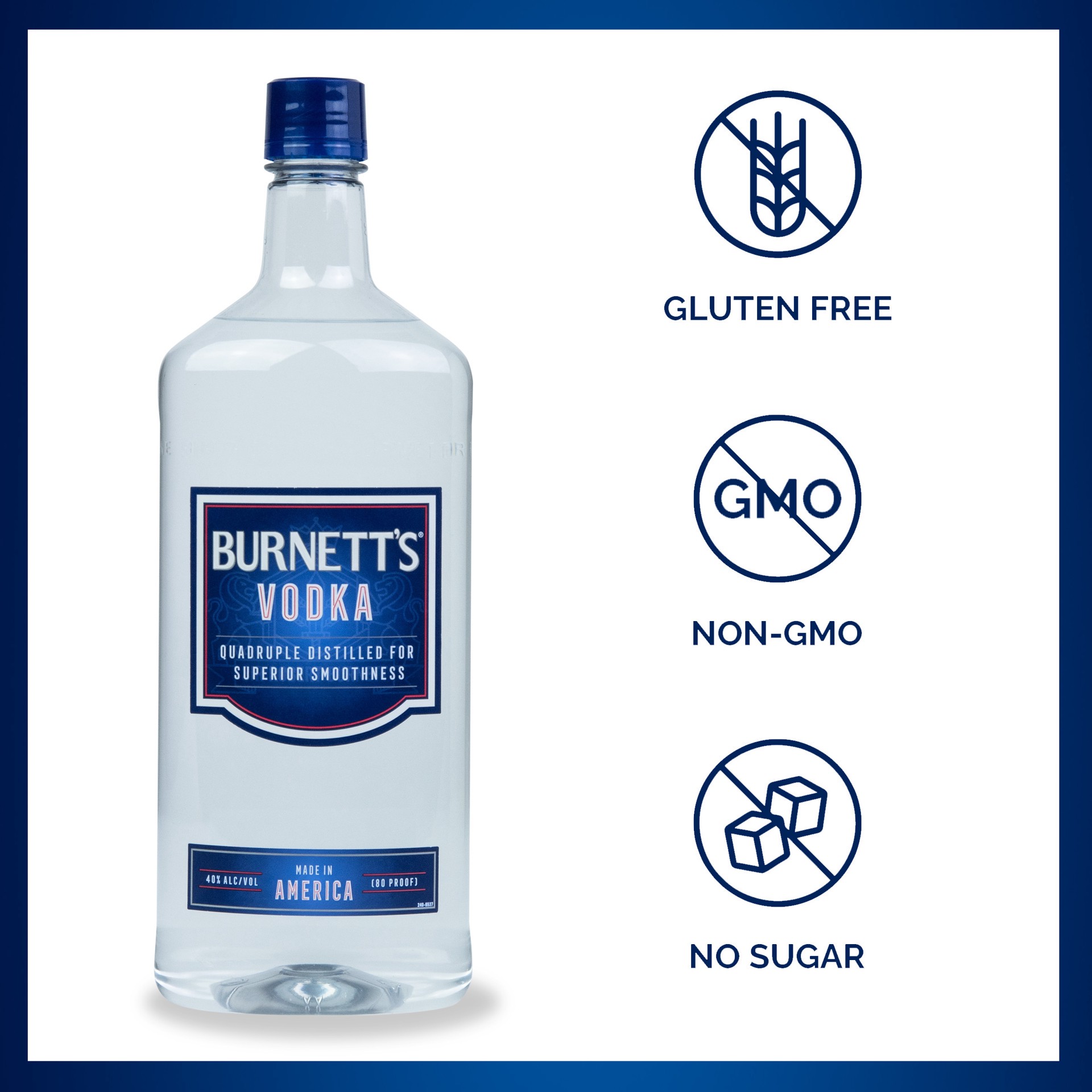 slide 3 of 3, Burnett's Burnetts Vodka 80p, 1750 ml, 1750 ml