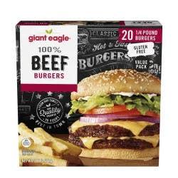 Giant Eagle Gluten Free 100% Beef Burgers