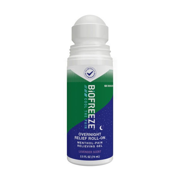 slide 11 of 13, BIOFREEZE™ Biofreeze Menthol Overnight Roll-On Pain Relieving Gel 2.5 FL OZ with Lavender Scent, Topical Pain Relief For Aches, Pains, Simple Backache, Arthritis, Strains, Bruises, And Sprains (Package May Vary), 1 ct