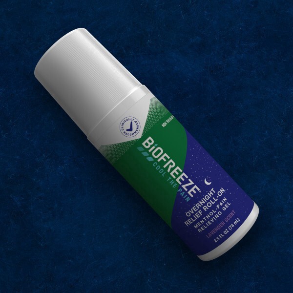 slide 5 of 13, BIOFREEZE™ Biofreeze Menthol Overnight Roll-On Pain Relieving Gel 2.5 FL OZ with Lavender Scent, Topical Pain Relief For Aches, Pains, Simple Backache, Arthritis, Strains, Bruises, And Sprains (Package May Vary), 1 ct