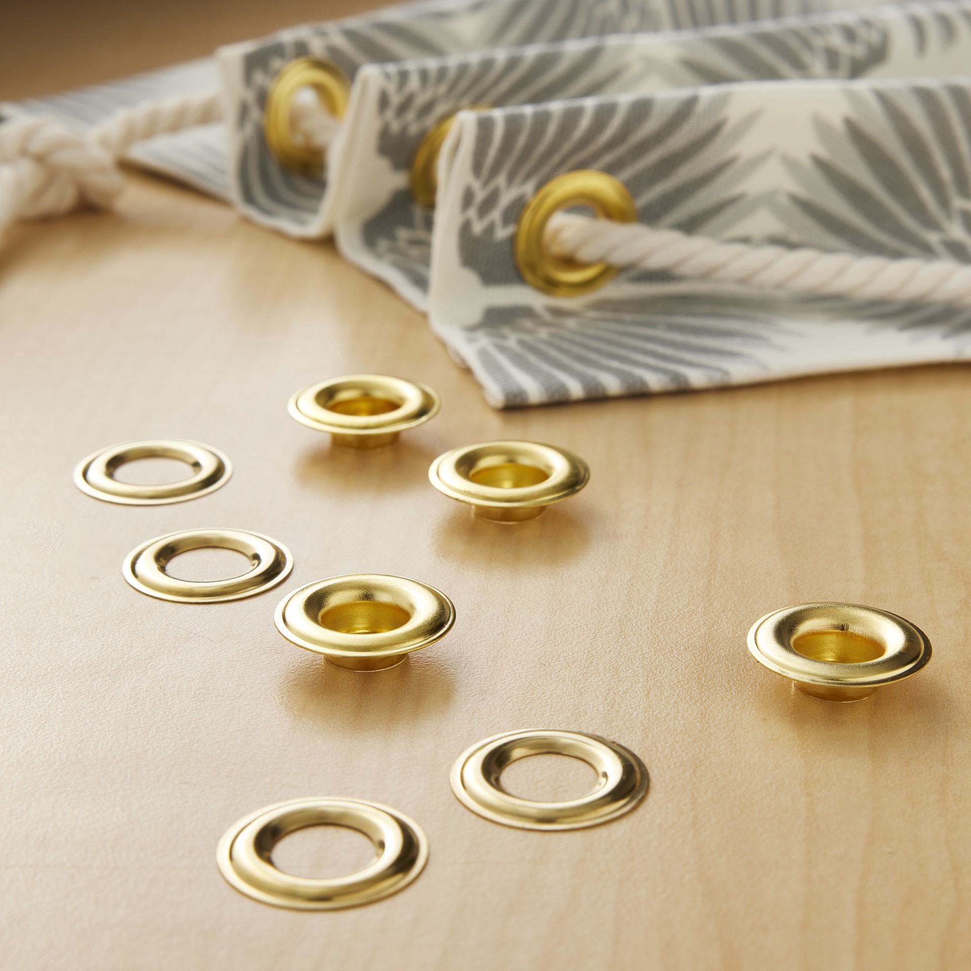 slide 3 of 3, Gold Eyelets By Loops & Threads, 0.375 in