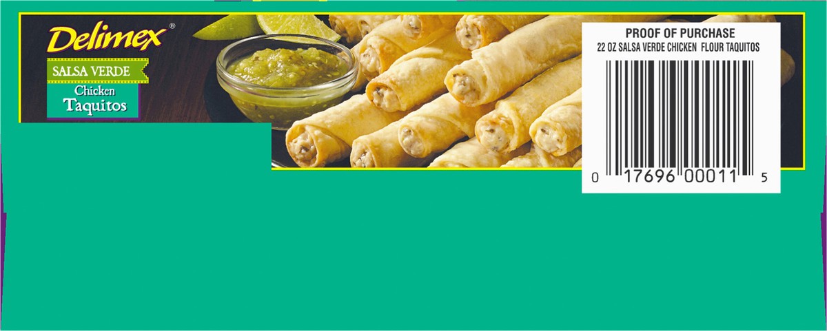 slide 3 of 13, Delimex Chicken Salsa Verde XL Flour Taquitos Frozen Snacks, 17 ct Box, 17 ct