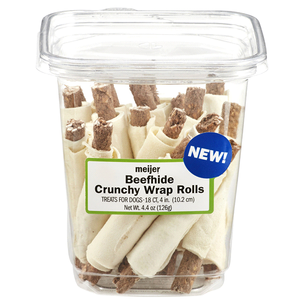 slide 1 of 2, Meijer Beefhide Crunchy Wrap Rolls 4" Dog Treats, 18 ct