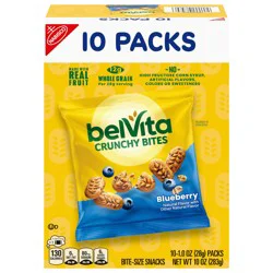 belVita Bite Size Snacks, Blueberry Crunchy Bites, 10 - 1 oz Snack Packs
