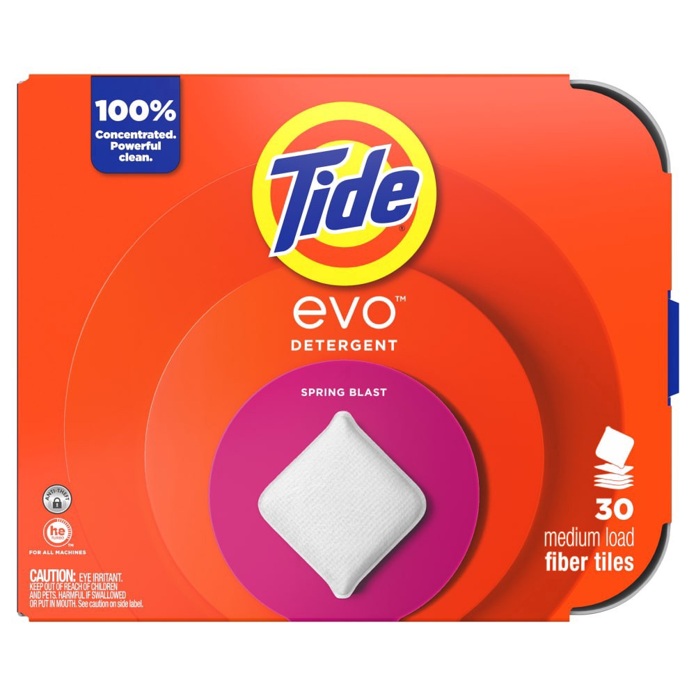 slide 4 of 6, Tide Medium Load Fiber Tiles Spring Blast Detergent 30 ea, 30 ct