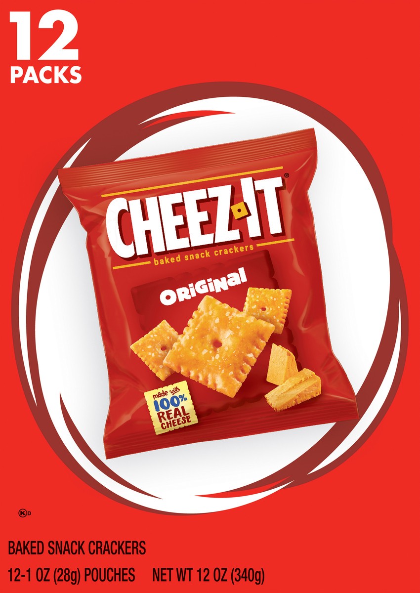 slide 4 of 7, Cheez-It 12 Packs Original Baked Snack Crackers 12-1 oz Pouches, 12 ct