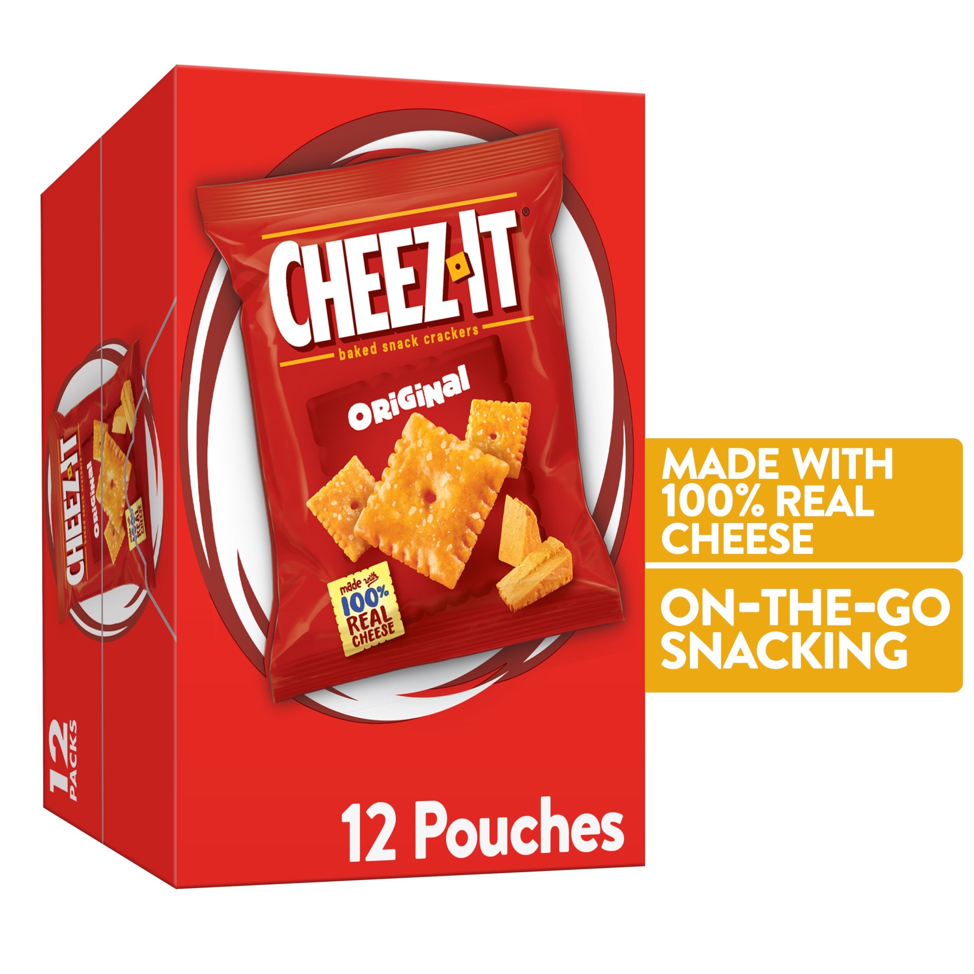 slide 1 of 7, Cheez-It Cheese Crackers, Baked Snack Crackers, Office and Kids Snacks, Original, 12 oz