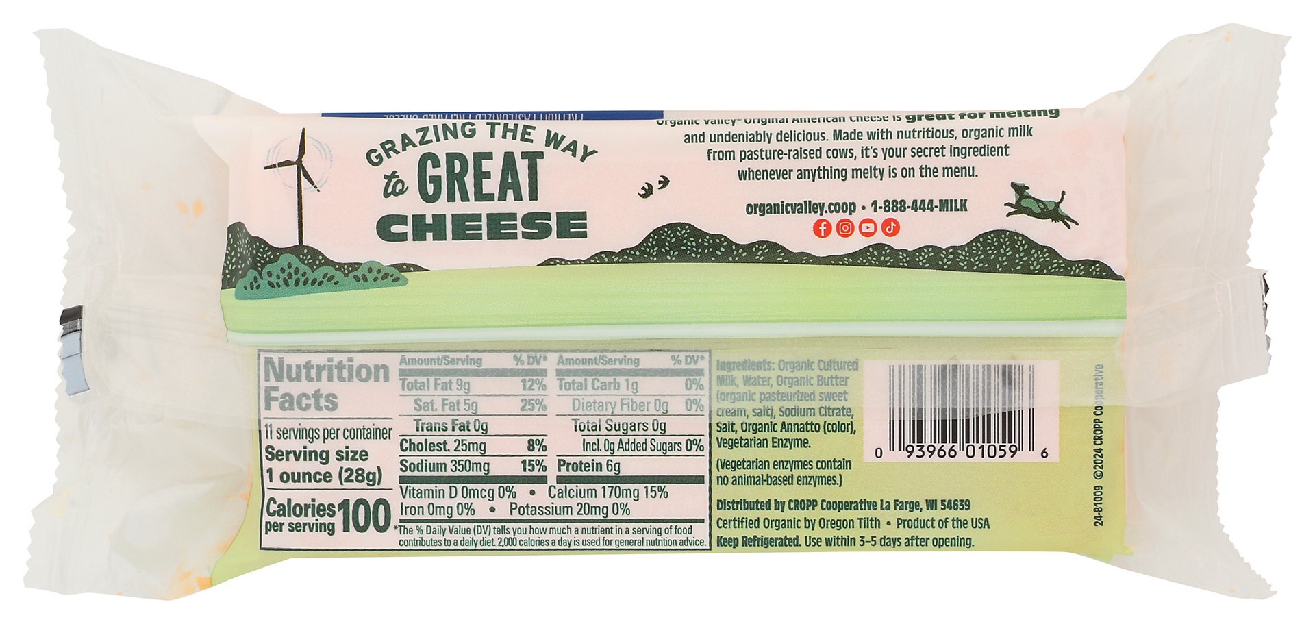 slide 5 of 9, Organic Valley Organic American Cheese, 11 oz, 11 oz