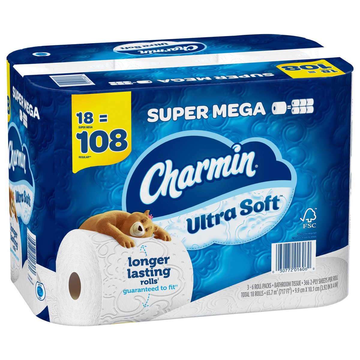 slide 2 of 5, Charmin Ultra Soft Super Mega Roll Toilet Paper Tissue, 18 ct
