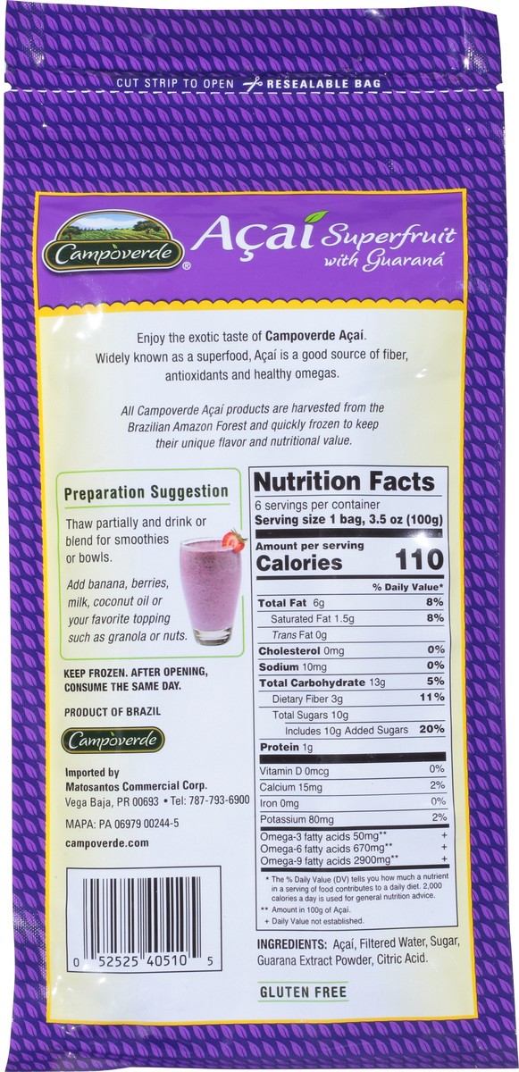 slide 4 of 9, Campoverde Acai Puree Packs, 21 oz