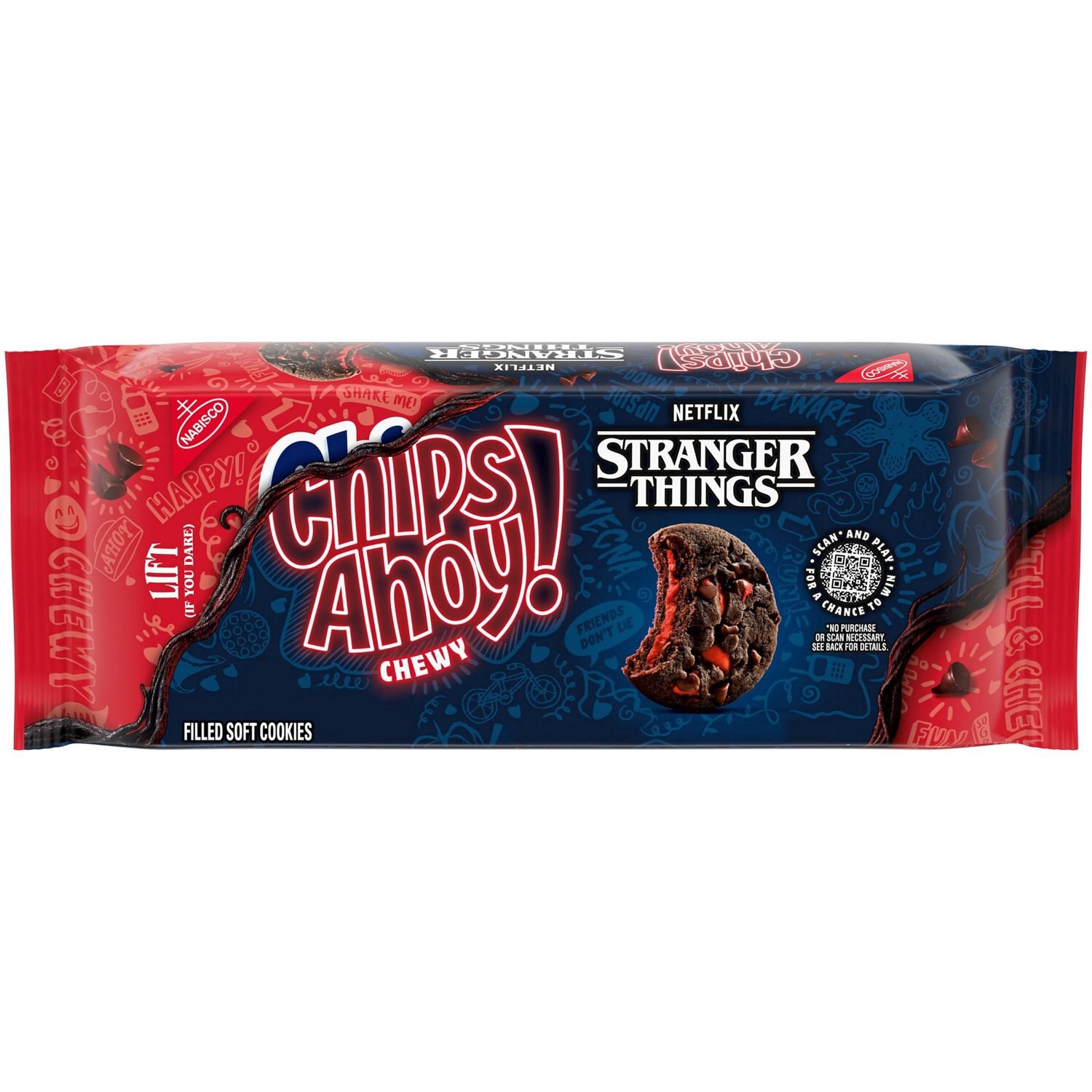 slide 1 of 1, CHIPS AHOY! Stranger Things Chewy Chocolatey Strawberry-Flavored Filled Soft Cookies, Limited Edition, 9.9 oz, 9.91 oz