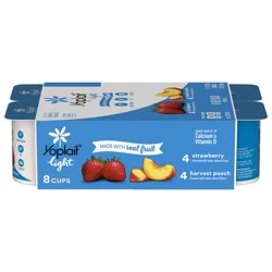 Yoplait Light Fat Free Yogurt Variety Pack, Strawberry and Harvest Peach, Gluten Free Snacks Made with Real Fruit, 48 oz