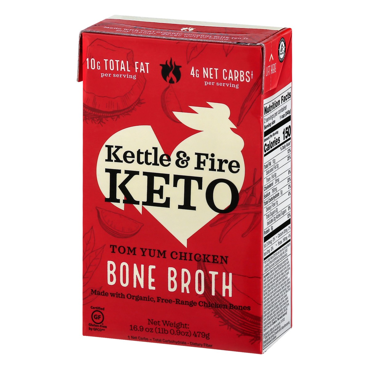 slide 6 of 13, Kettle & Fire Keto Tom Yum Chicken Bone Broth 16.9 oz, 16.9 fl oz