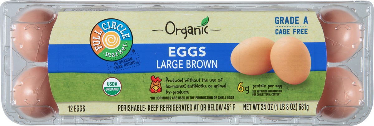 slide 3 of 9, Full Circle Market Organic Cage Free Brown Eggs Large 12 ea, 12 ct