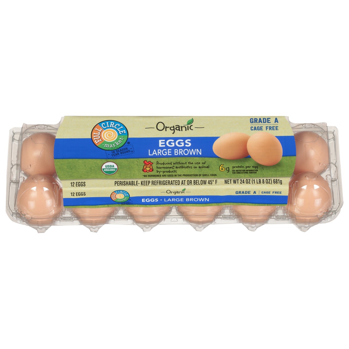 slide 1 of 9, Full Circle Market Organic Cage Free Brown Eggs Large 12 ea, 12 ct