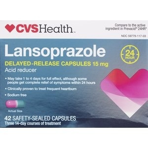 slide 1 of 1, CVS Health Acid Reducer Lansoprazole Delayed-Release Capsules, 42 ct; 15 mg