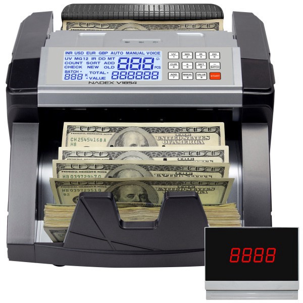 slide 7 of 8, Nadex V1854 Money Counter, Counterfeit Detector And Single Denomination Bill Counter, 11""H X 11""W X 5""D, 1 ct