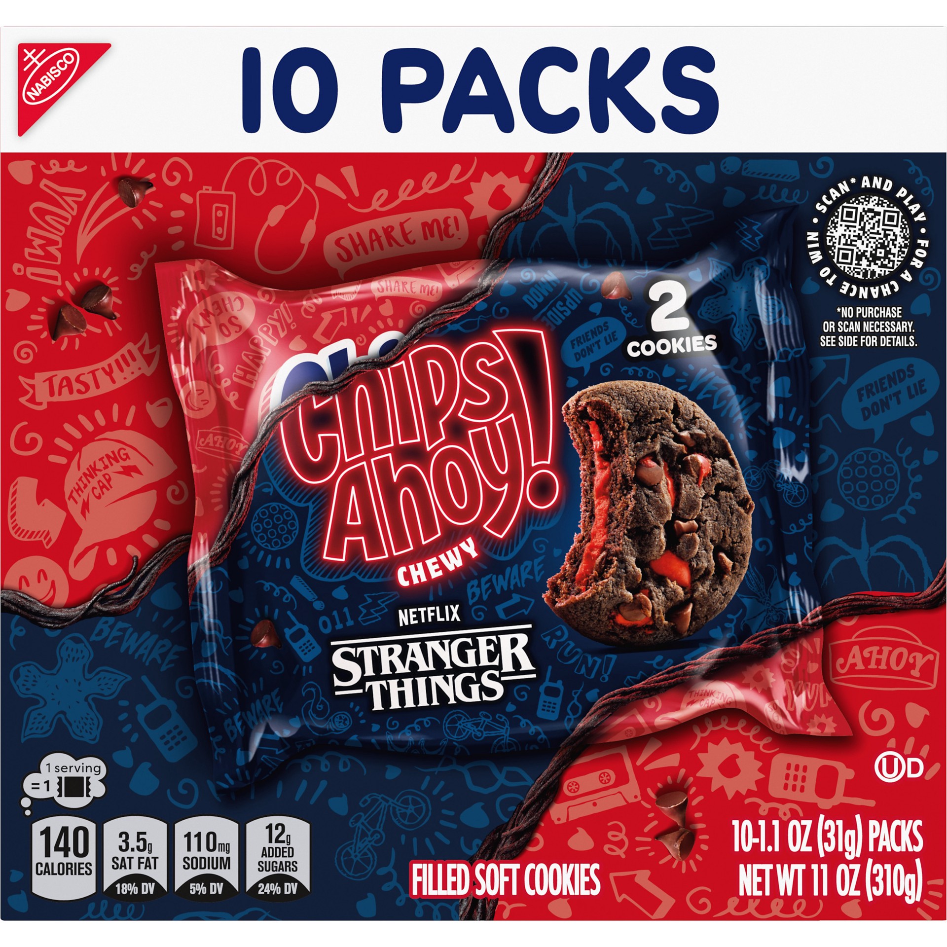 slide 2 of 5, CHIPS AHOY! Chewy Cookies, 10 Snack Packs, 11 oz