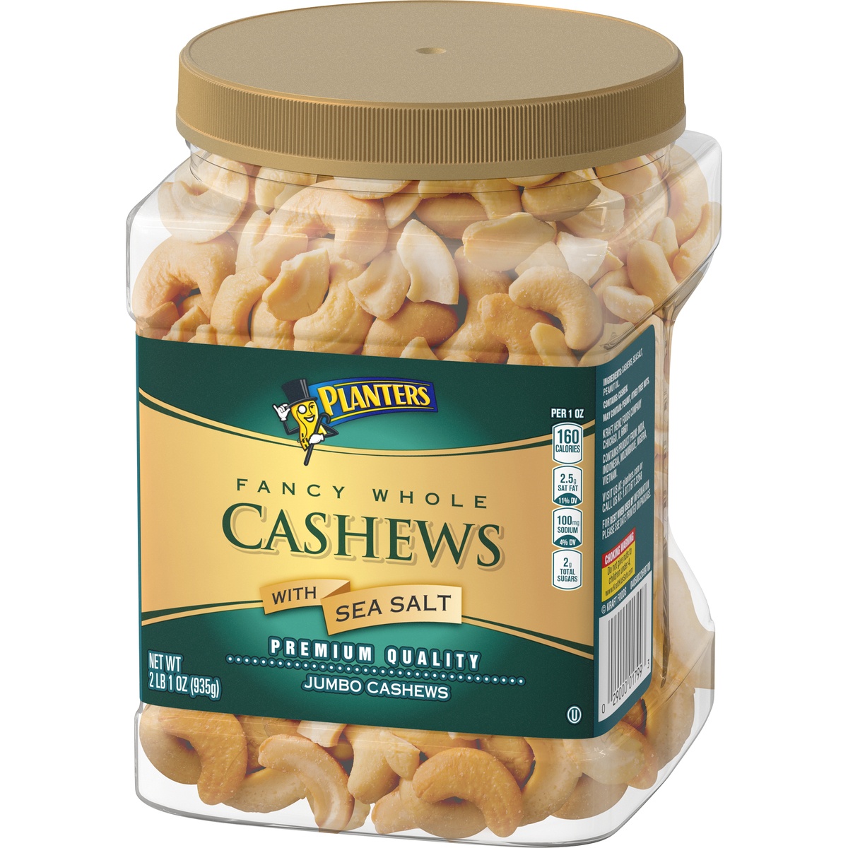 slide 3 of 9, Planters Cashews Jumbo Fancy Whole Premium Quality With Sea Salt Jar - 33 Oz, 33 oz