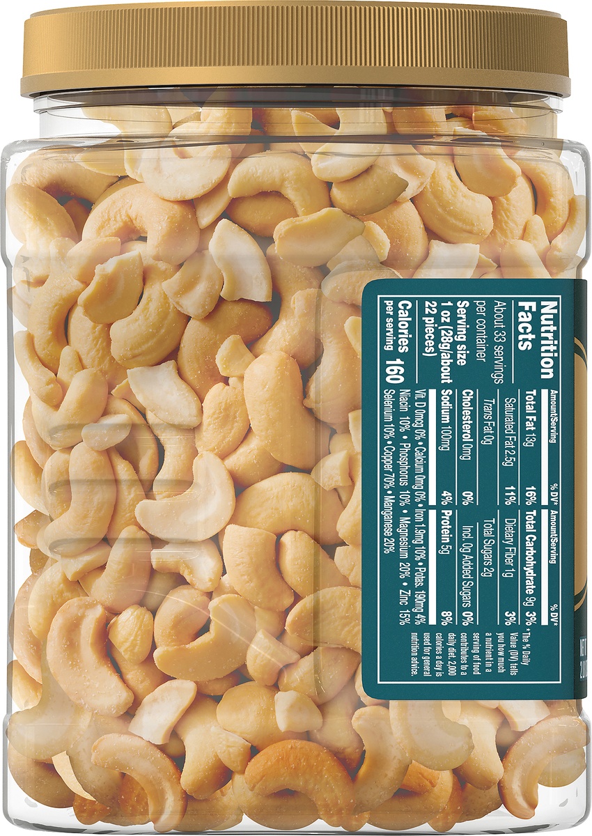 slide 6 of 9, Planters Cashews Jumbo Fancy Whole Premium Quality With Sea Salt Jar - 33 Oz, 33 oz