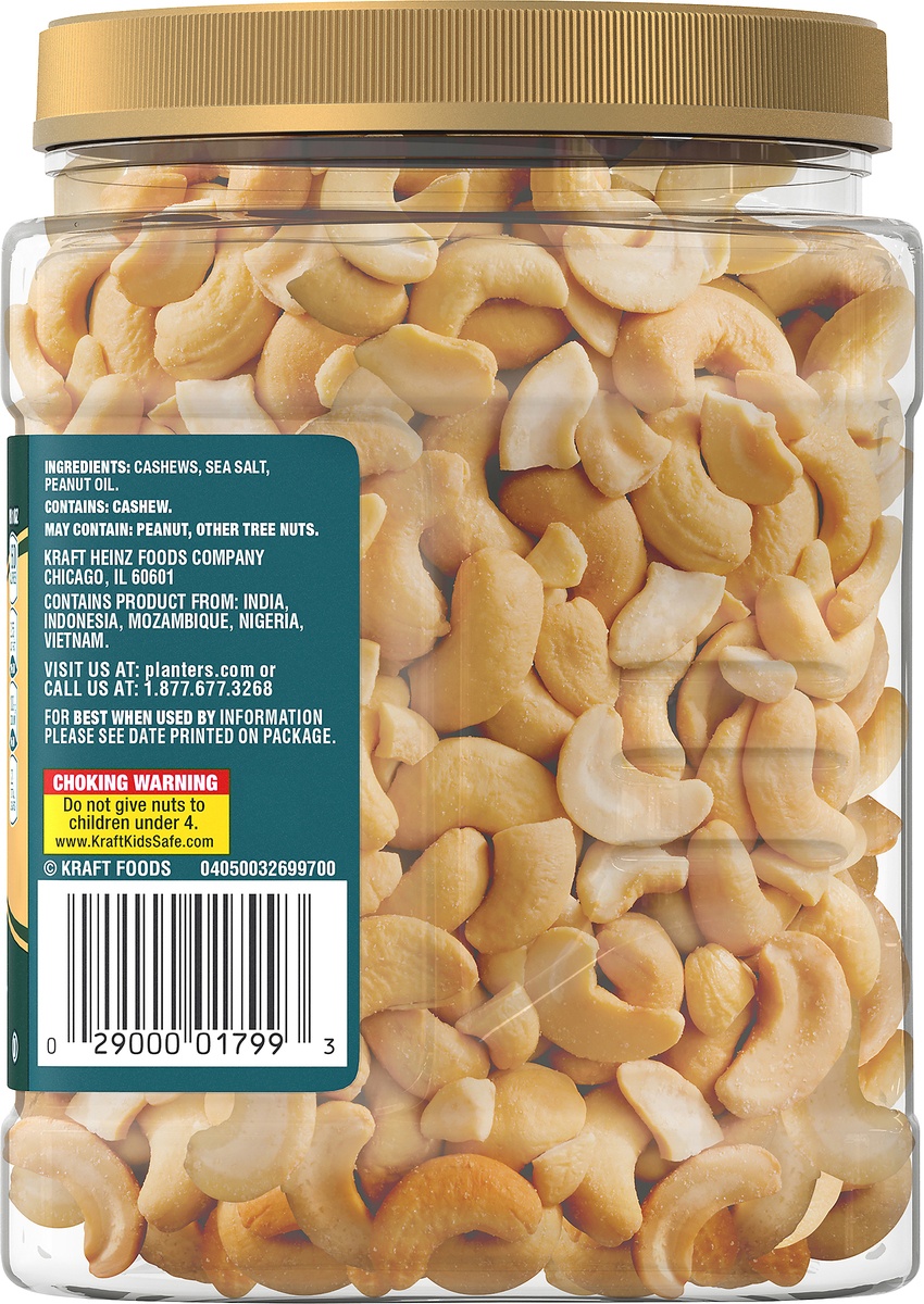 slide 7 of 9, Planters Cashews Jumbo Fancy Whole Premium Quality With Sea Salt Jar - 33 Oz, 33 oz