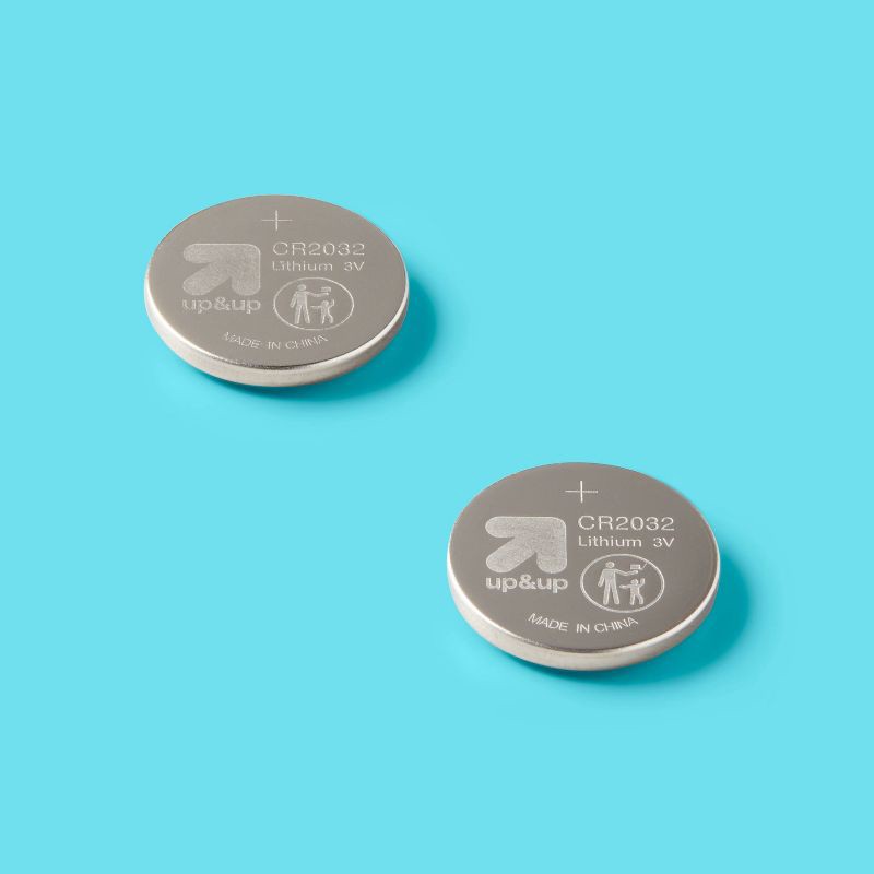 slide 2 of 3, 2032 Batteries - Lithium Coin Battery - 2ct - up&up™: Household Single-Use, 1.5V, 2 ct