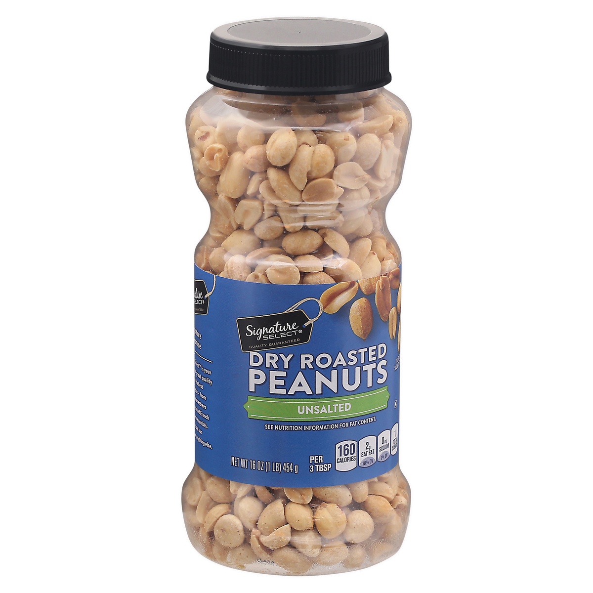 slide 2 of 9, Signature Select Dry Roasted Unsalted Peanuts 16 oz, 