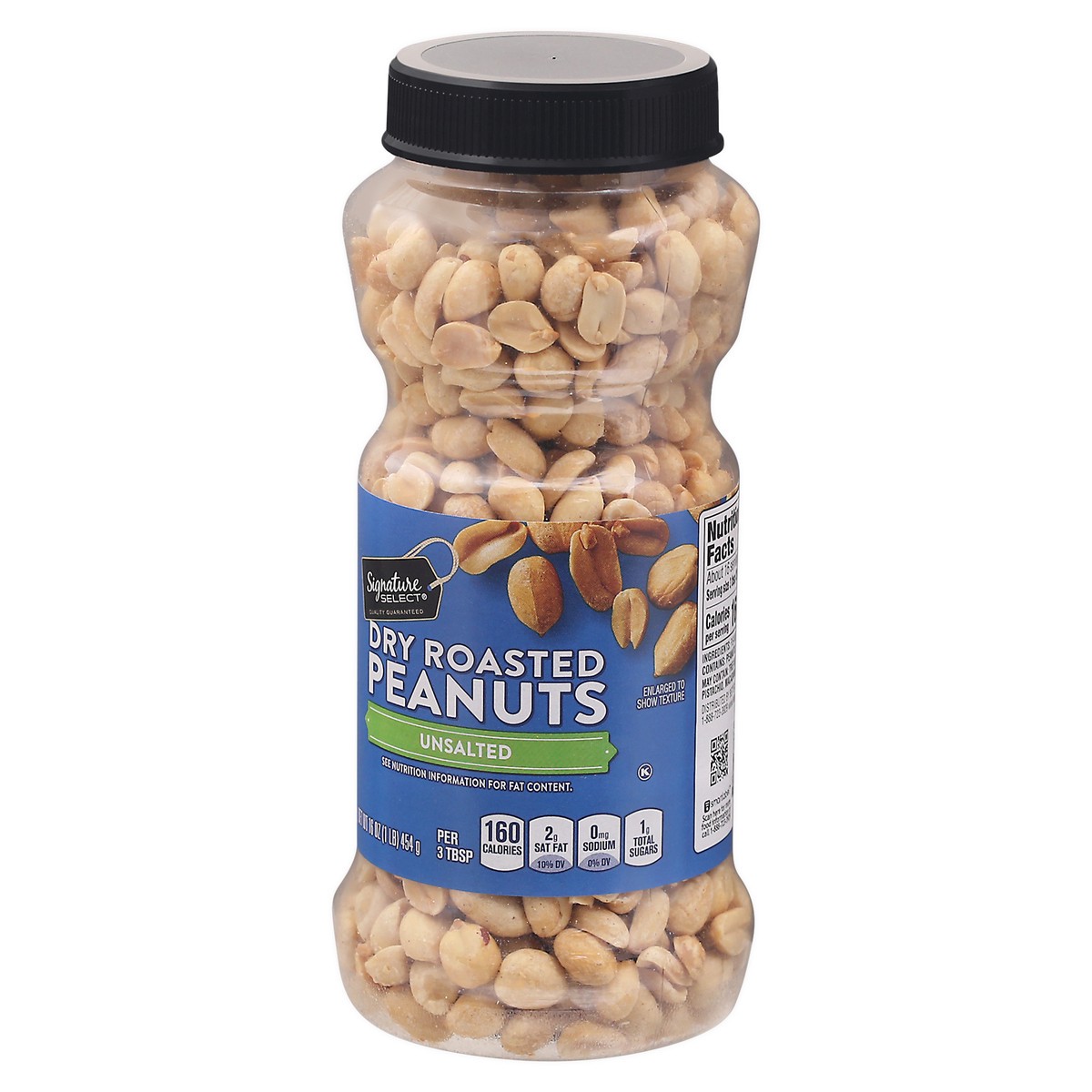 slide 3 of 9, Signature Select Dry Roasted Unsalted Peanuts 16 oz, 