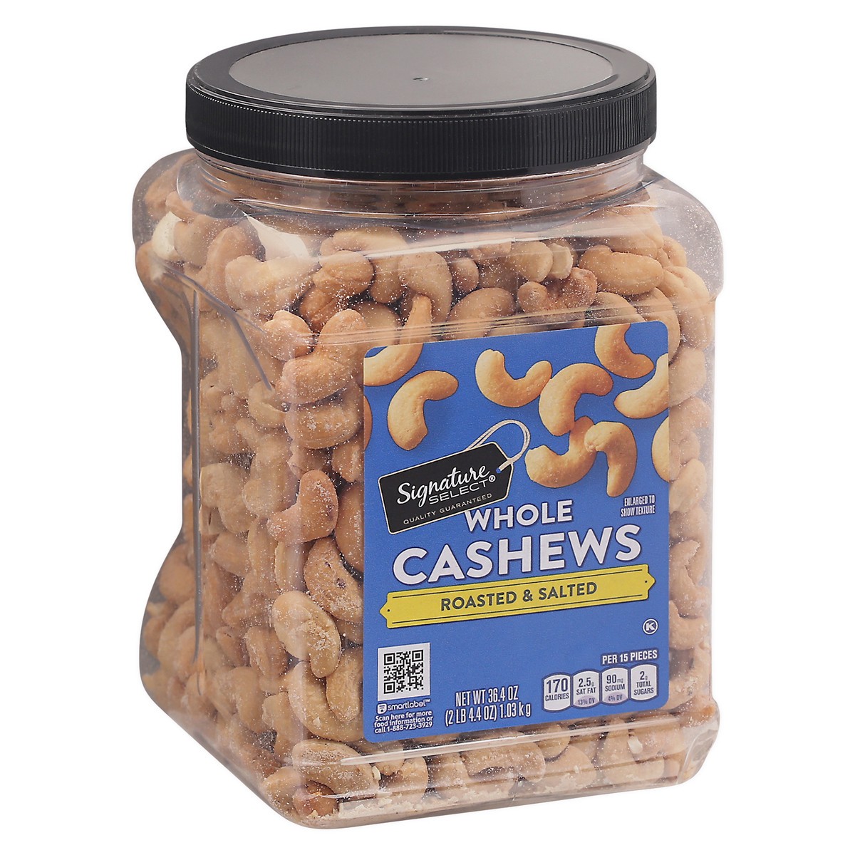 slide 2 of 9, Signature Select Roasted & Salted Whole Cashews 36.4 oz, 