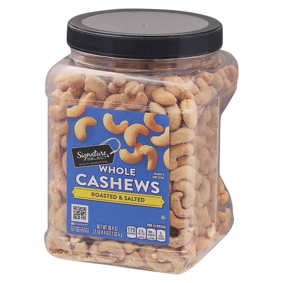 slide 3 of 9, Signature Select Roasted & Salted Whole Cashews 36.4 oz, 