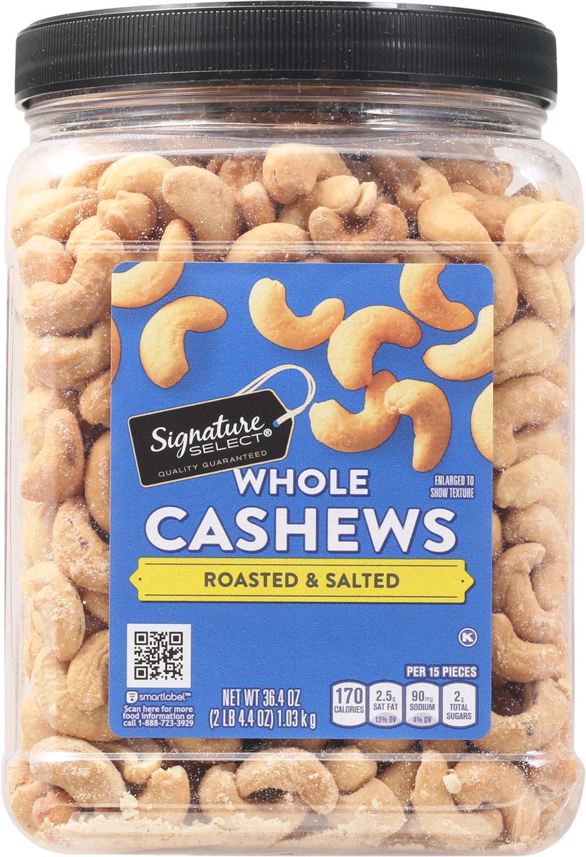 slide 6 of 9, Signature Select Roasted & Salted Whole Cashews 36.4 oz, 