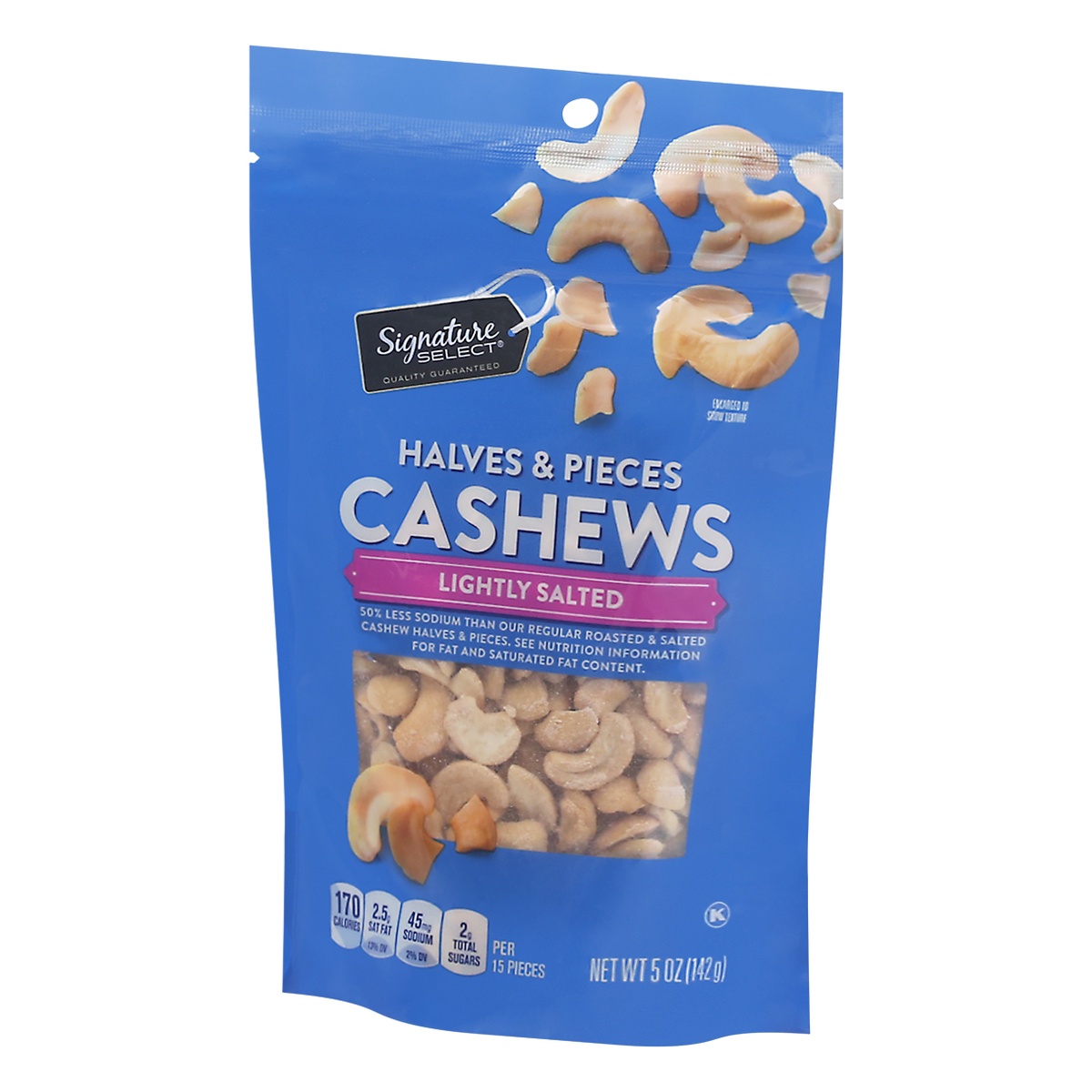 slide 3 of 9, Signature Select Halves & Pieces Lightly Salted Cashews 5 oz, 5 oz