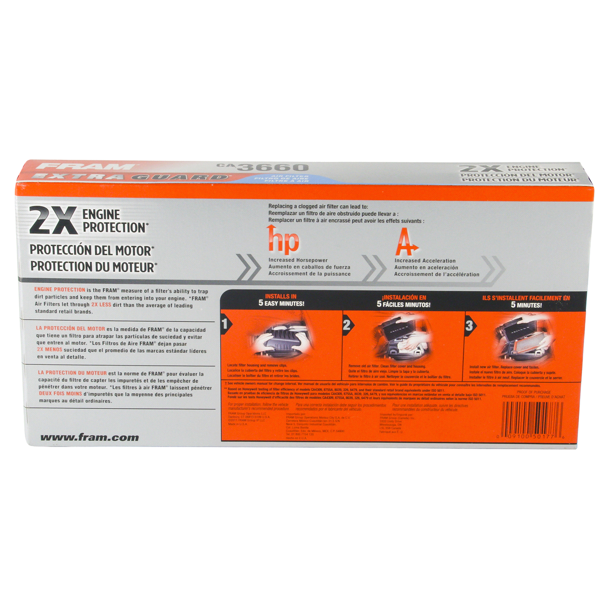 slide 4 of 5, Fram Extra Guard Air Filter CA3660, 1 ct