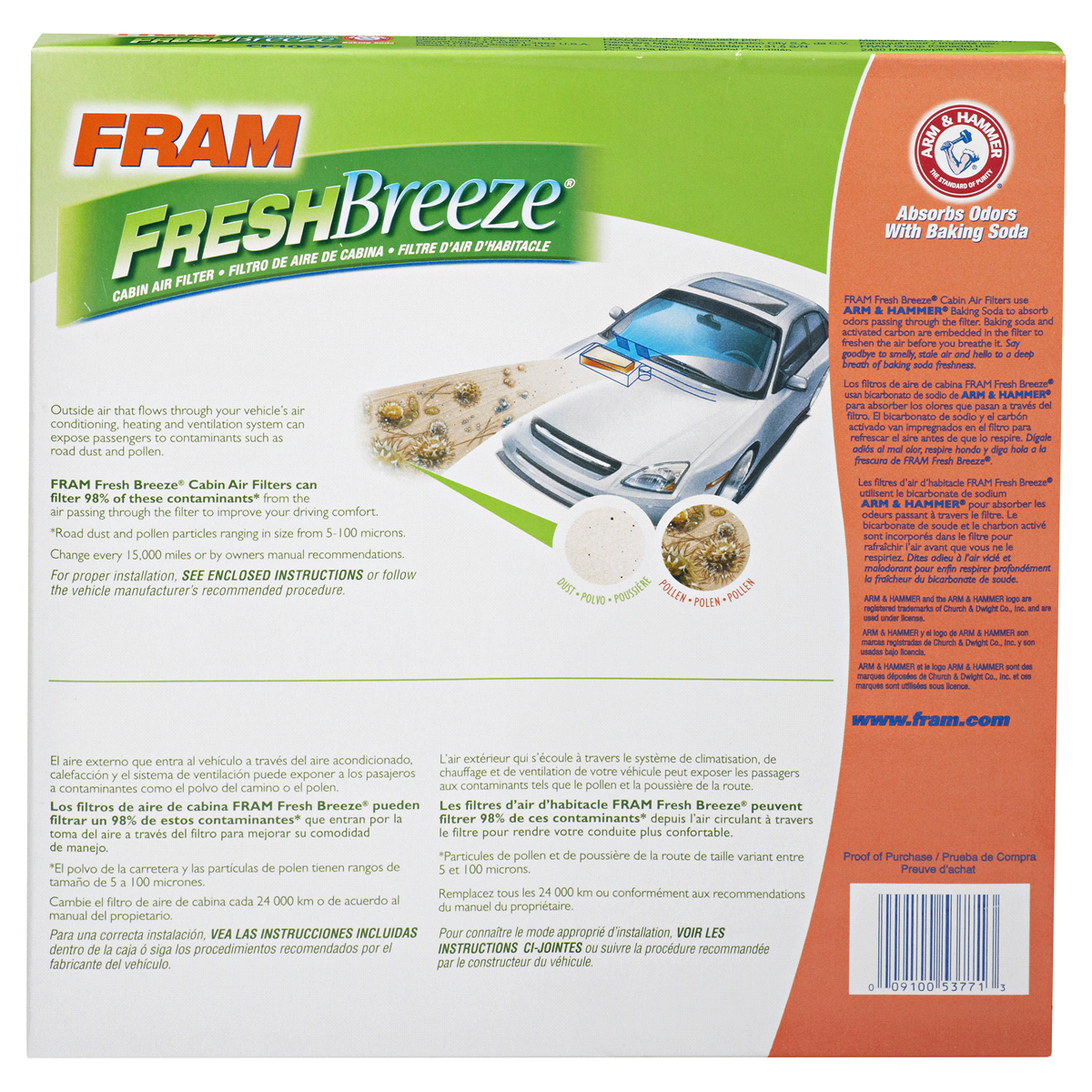 slide 5 of 6, Fram Fresh Breeze Cabin Air Filter CF10374, 1 ct