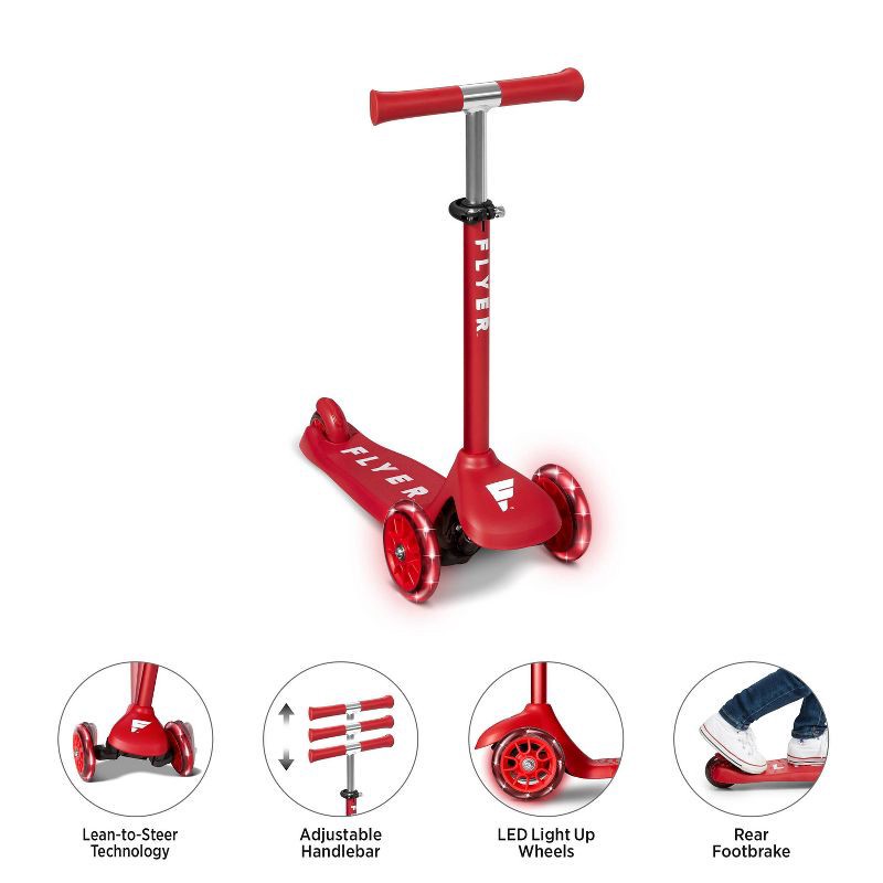 slide 2 of 13, Radio Flyer Glider Junior Kick Scooter with Light Up Wheels: 3-Wheel, Ages 2-5, 44 lb Capacity, 44 lb