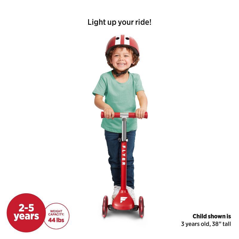 slide 4 of 13, Radio Flyer Glider Junior Kick Scooter with Light Up Wheels: 3-Wheel, Ages 2-5, 44 lb Capacity, 44 lb