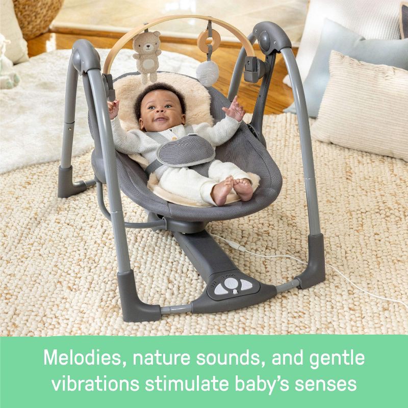 slide 3 of 15, Ingenuity Every Season Swing 'n Go Portable Baby Swing - Wesley - Beige, 1 ct