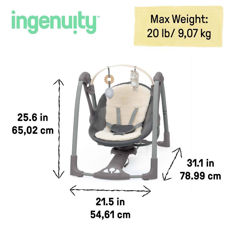 slide 8 of 15, Ingenuity Every Season Swing 'n Go Portable Baby Swing - Wesley - Beige, 1 ct