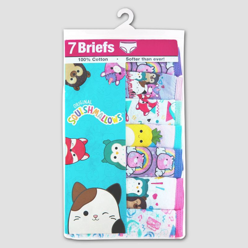 slide 3 of 4, Girls' Squishmallows 7pk Briefs - 8: Fictitious Character Pattern, Full Waistband Elastic, 7 ct