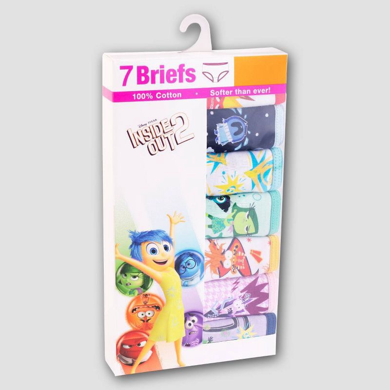 slide 2 of 4, Girls' Disney Inside Out 7pk Underwear - 4: Cotton Briefs with Fictitious Character Pattern, 7 ct