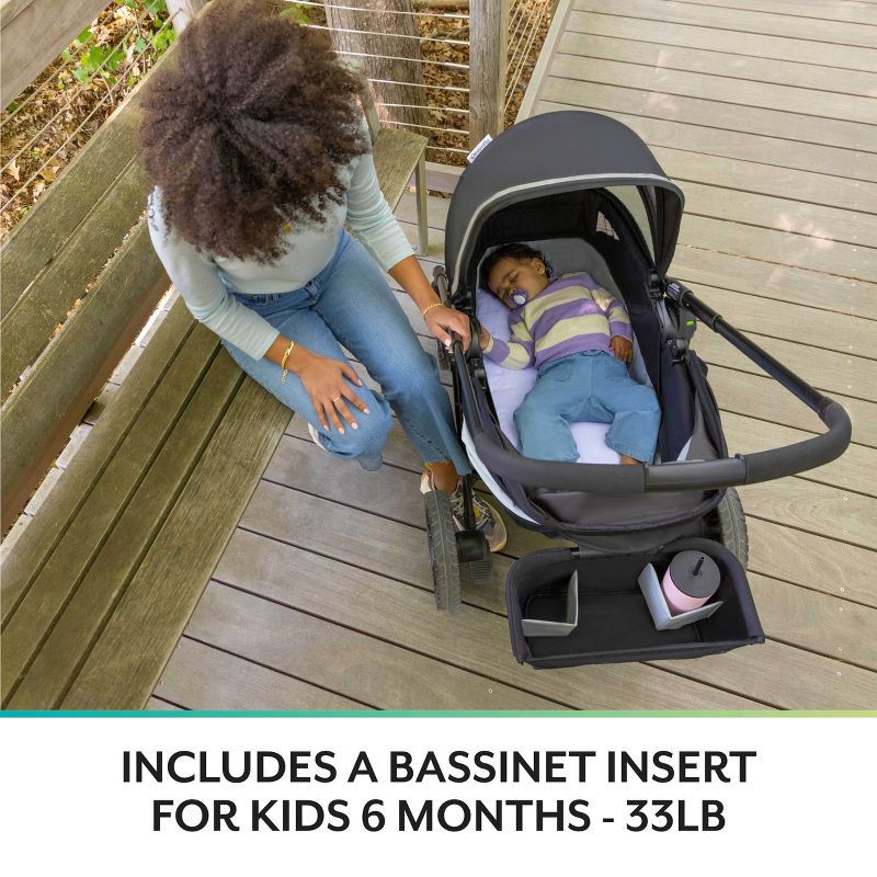 slide 3 of 37, Evenflo Pivot Xplore Dreamz Stroller Wagon with Infant Car Seat Adapter - Jetsetter Black, 1 ct