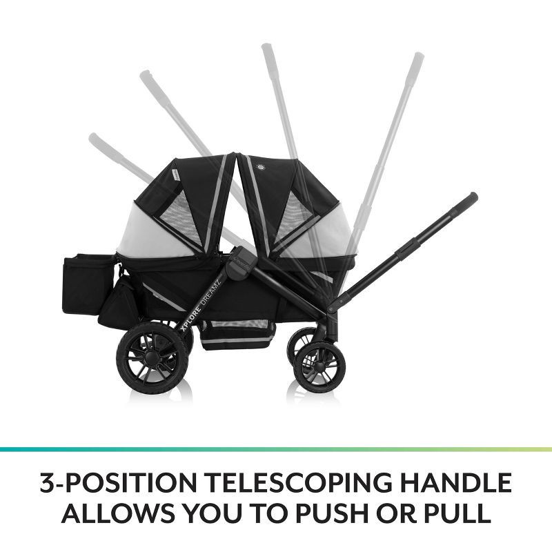 slide 6 of 37, Evenflo Pivot Xplore Dreamz Stroller Wagon with Infant Car Seat Adapter - Jetsetter Black, 1 ct