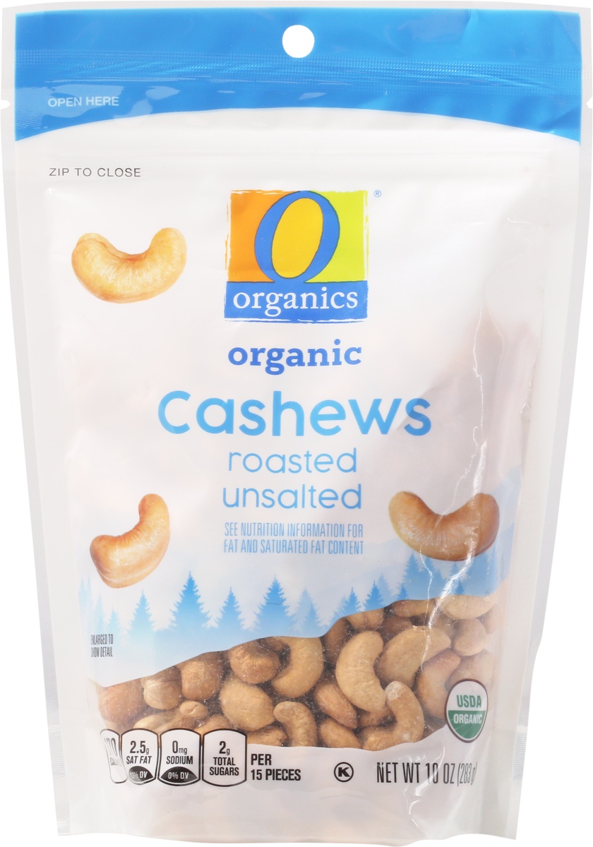 slide 6 of 9, O Organics Organic Cashews Roasted Unsalted, 10 oz